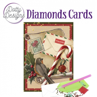 D0tty Design® - Set van 4 diamond painting kerstkaarten 10x15cm: (set 14)